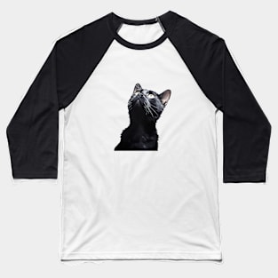 Black Cat Cute Look Baseball T-Shirt